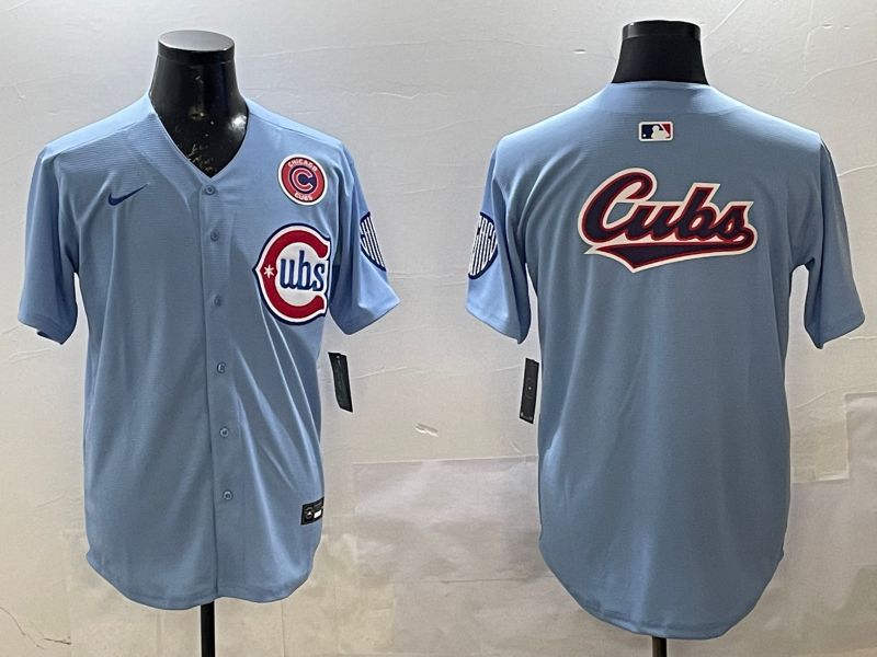 Men Chicago Cubs Blank Light Blue Throwback Fashion 2025 Nike MLB Jersey style 4->chicago cubs->MLB Jersey
